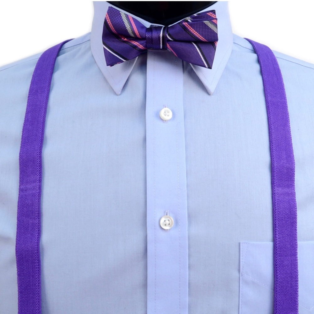 Purple Bow Tie & Suspender Set